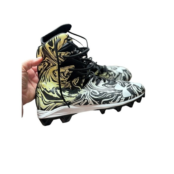 NWOB Mens Under Armour Highlight 1289772-011 Football Cleats Black White Size 12 - Picture 4 of 7